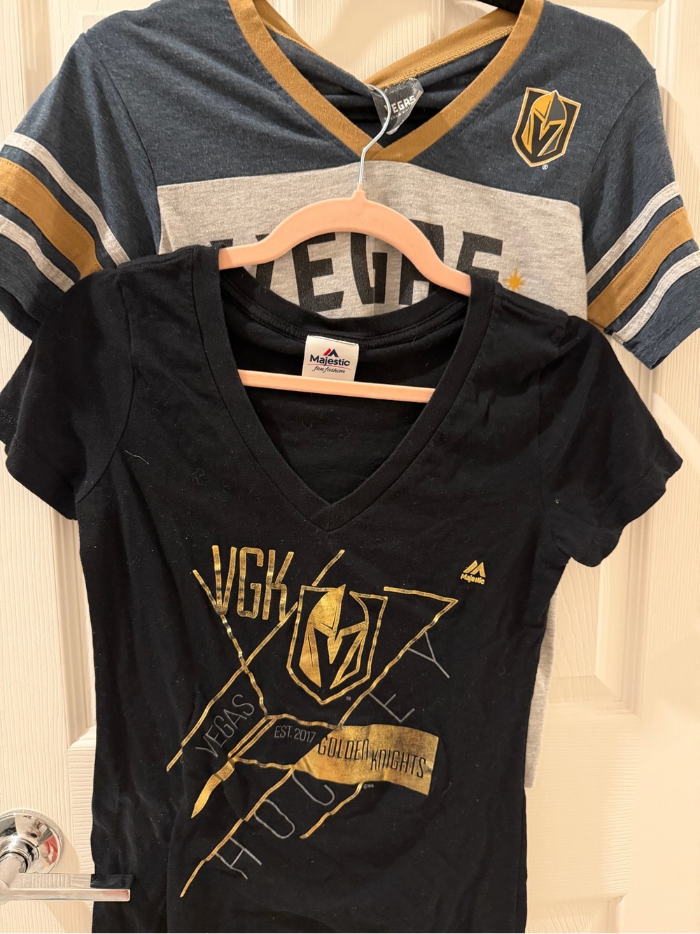 NHL Vegas Golden Knights Black and Gold Women's V‑Neck Tee 2 Tops Small/ medium